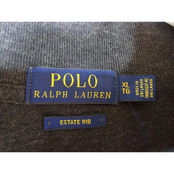 Polo‎ Ralph Lauren Estate Rib 1/4 Zip Dark Grey Sweater Men's Size XL New - Picture 5 of 5